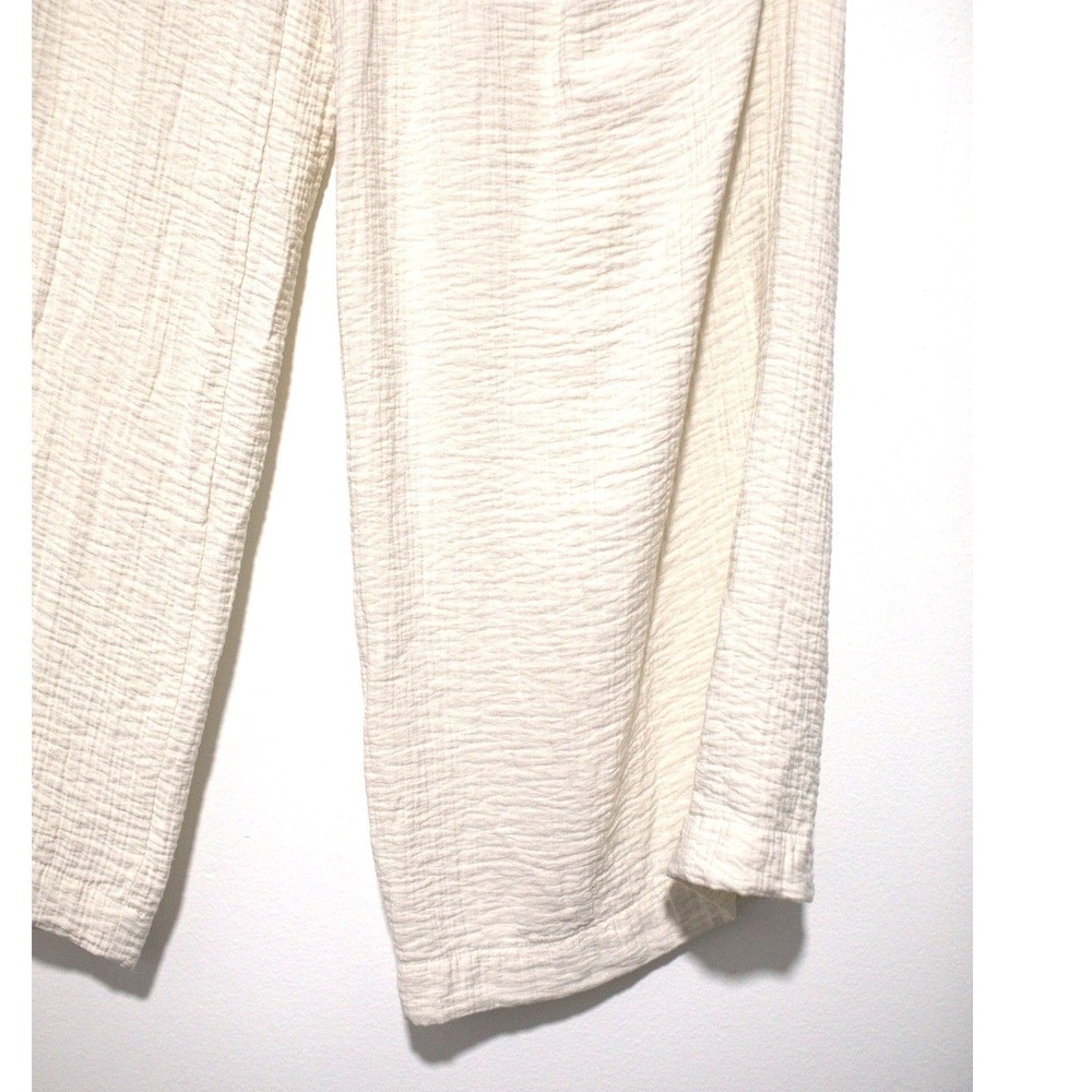 A New Day Womens Cream Textured Gauze Wide Leg Pants High Rise Size 8 - Picture 4 of 6